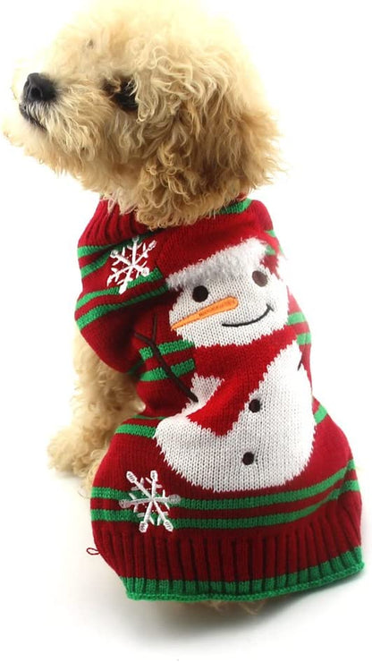 Dog Snow Sweaters Snowman Sweaters Xmas Dog Holiday Sweaters New Year Christmas Sweater Pet Clothes for Small Dog and Cat